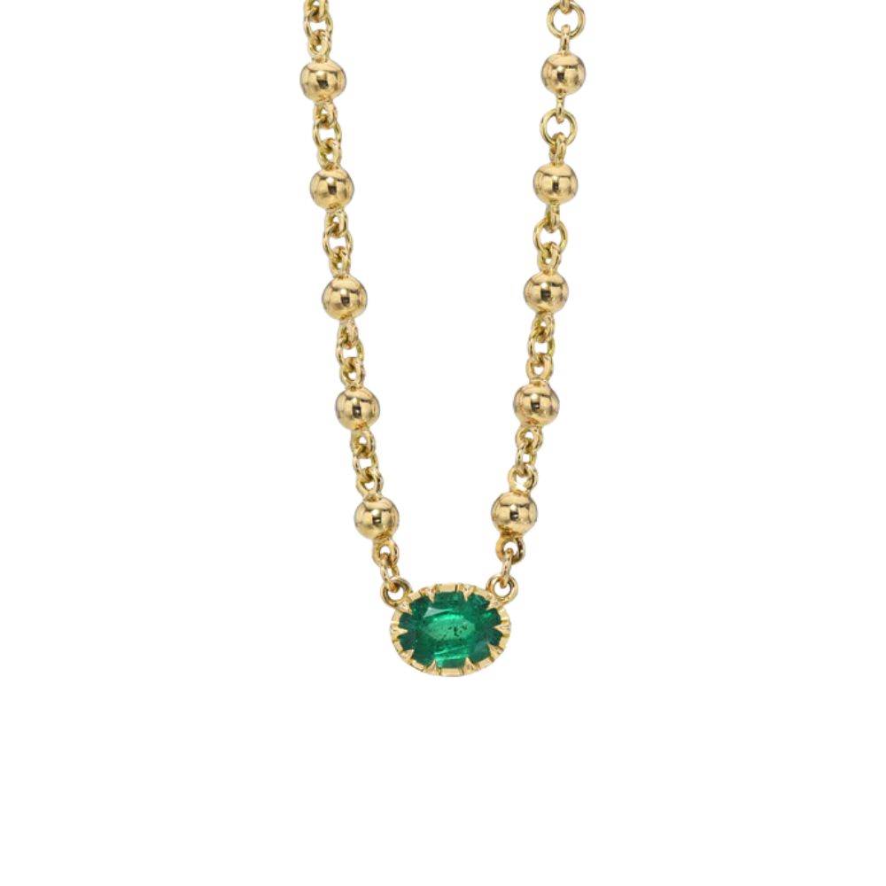 Single Stone 18K Yellow Gold  Rosalina Emerald Necklace